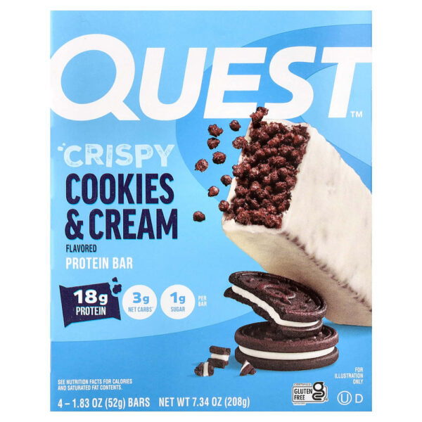 Quest Nutrition - Barra de Proteína Cookies Crocantes e Creme 4 Barras 52 g Cada