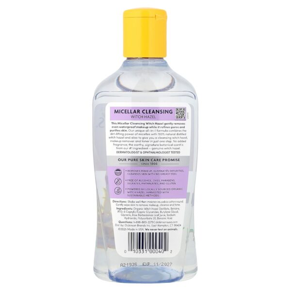 Dickinson Brands - Hamamélis Original Hamamélis Micelar Completo Sem Álcool e Perfume 475 ml