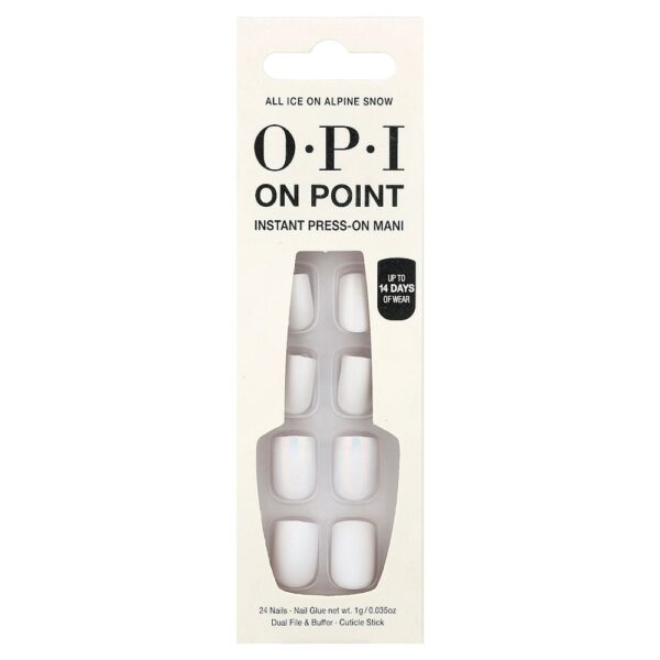 OPI - Unhas Autocolantes Instantâneas On Point Comprimento Curto Cor: All Ice on Alpine Snow Kit com 27 unidades
