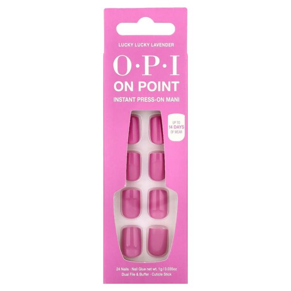 OPI - Unhas Autocolantes Instantâneas On Point Comprimento Curto Cor: Lucky Lucky Lavender Kit com 27 Unidades