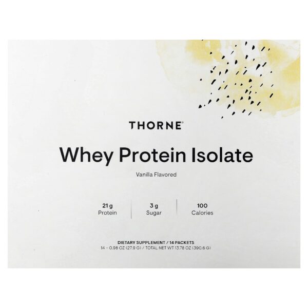 Thorne - Isolado de Proteína Whey Baunilha 14 Embalagens 28 g Cada