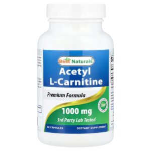 Best Naturals - Acetil L-Carnitina 1,000 mg 60 Cápsulas Vegetais