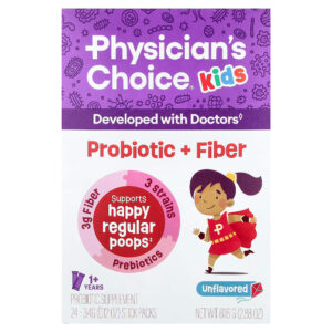 18-57.jpg Physician's Choice - Probiótico + Fibra para Crianças a Partir de 1 Ano Sem Sabor 24 Embalagens Stick-pack 3,4 g Cada