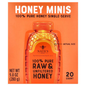 Nate's Honey - Minis de Mel 100% Puro 20 Pacotes 14 g Cada