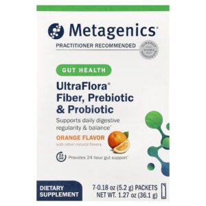 Metagenics - Fibra UltraFlora Prebiótico e Probiótico Laranja 7 Embalagens 5,2 g Cada