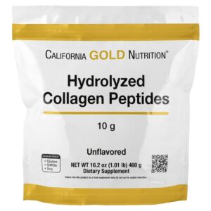 California Gold Nutrition - Peptídeos de Colágeno Hidrolisado Tipos I e III Sem Sabor 460 g