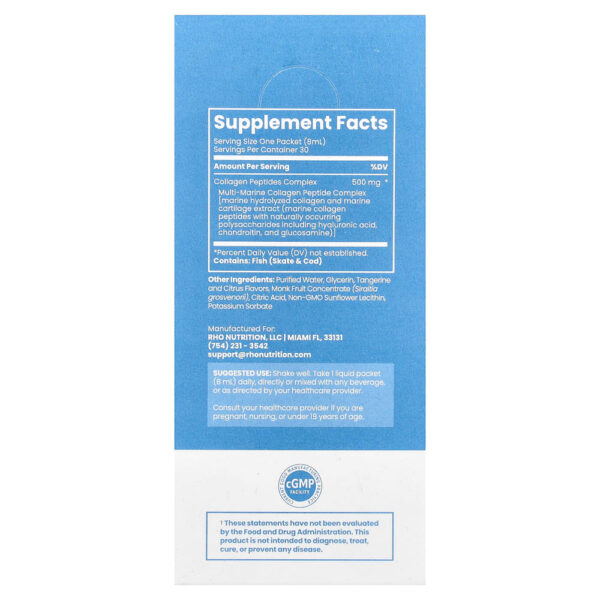 Rho Nutrition - Colágeno Lipossomal 30 Embalagens Líquidas 8 ml Cada