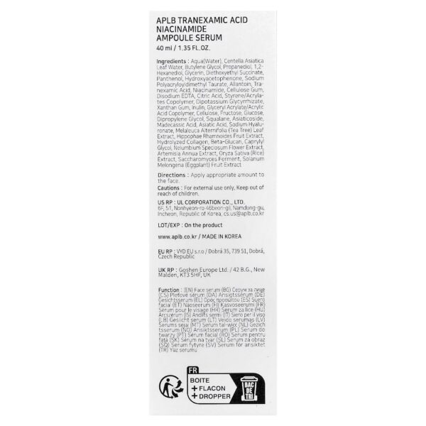 APLB - Sérum em Ampola de Nicotinamida de Ácido Tranexâmico 40 ml