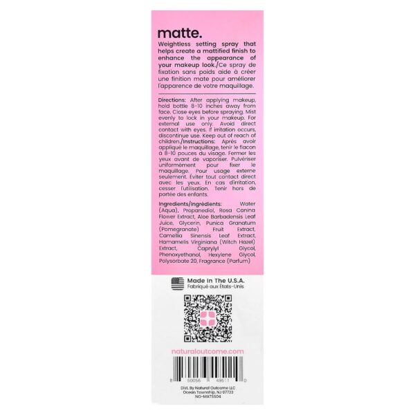 Natural Outcome - Matte Spray Secante para Maquiagem 120 ml (113 g)
