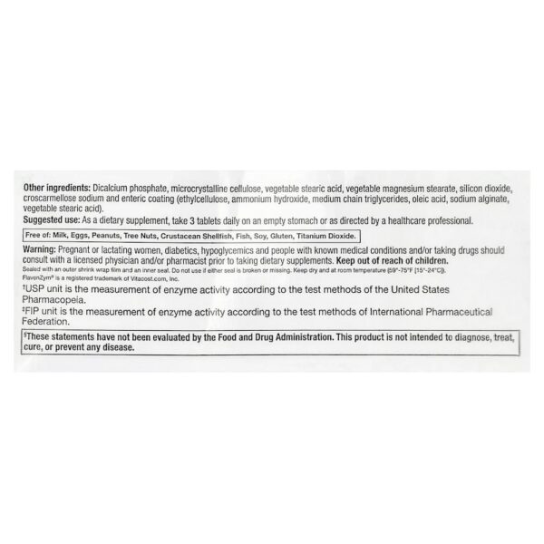 Vitacost - Synergy FlavenZym 180 Comprimidos com Revestimento Entérico