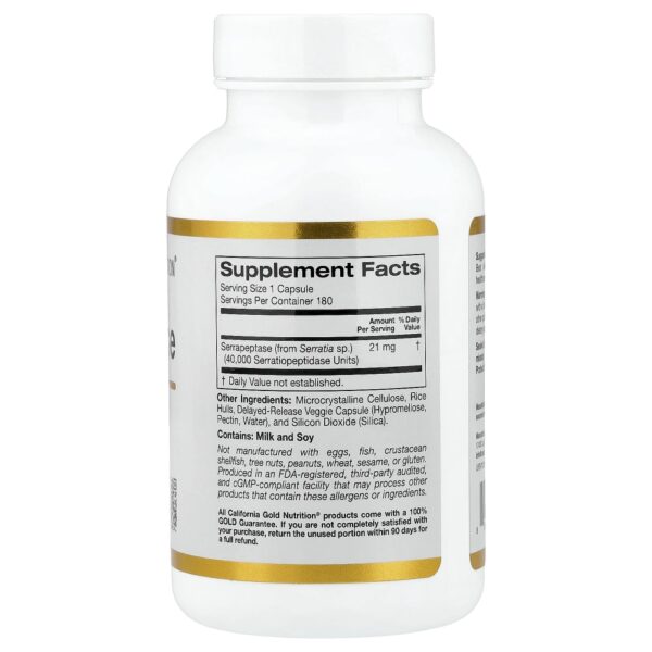California Gold Nutrition - Serrapeptase Enzima Proteolítica 40000 USPs 180 Cápsulas Vegetais