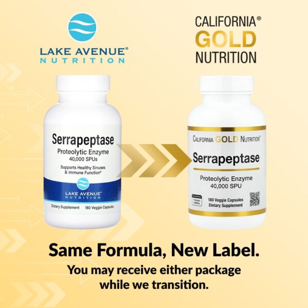 California Gold Nutrition - Serrapeptase Enzima Proteolítica 40000 USPs 180 Cápsulas Vegetais