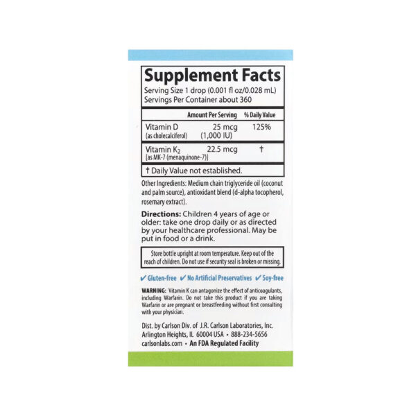 Super Daily D3 + K2 1.000 UI e 22,5 mcg 10,16ml - Carlson