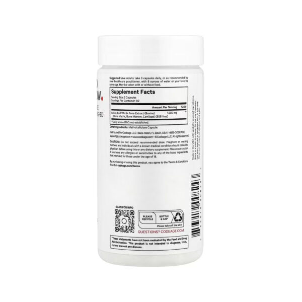 Medula Óssea de Gado Criado no Pasto 1500mg 180 Cápsulas Vegetais - Codeage