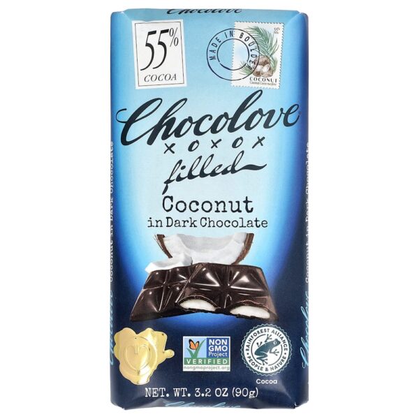 Chocolove - Coco Recheado em Chocolate Amargo 55% de Cacau 90 g