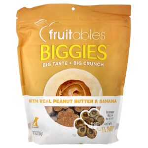 Fruitables - Biggies Guloseimas para Cães Manteiga de Amendoim e Banana de Verdade 454 g