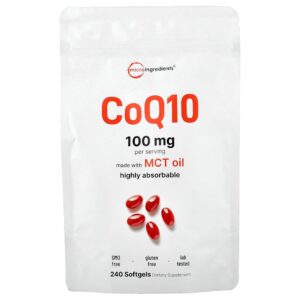 Micro Ingredients - CoQ10 240 Cápsulas Softgel (50 mg por Cápsula Softgel)