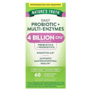 Nature's Truth - Probiótico + Multienzimas Diários 60 Cápsulas Vegetarianas