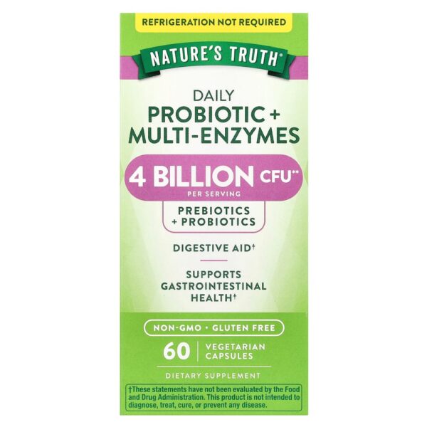 Nature's Truth - Probiótico + Multienzimas Diários 60 Cápsulas Vegetarianas