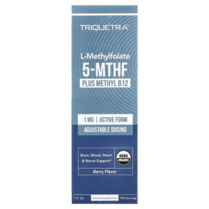 Triquetra Health - L-Metilfolato 5-MTHF + Metil B12 Fruto Silvestre 1 fl oz