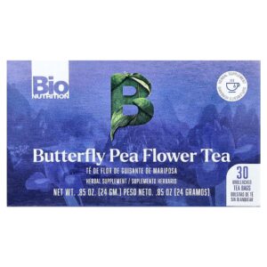 Bio Nutrition - Chá da Flor de Feijão-Borboleta Sem Cafeína 30 Saquinhos de Chá Não Branqueados 24 g