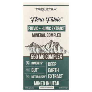Triquetra Health - Flora Fulvic Complexo Mineral de Extrato Fúlvico + Húmico 550 mg 60 Cápsulas