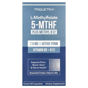 Triquetra Health - L-Metilfolato 5-MTHF mais Metil B-12 60 Cápsulas