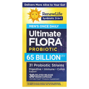 Renew Life - Ultimate Flora Probiótico Uma Vez ao Dia para Homens 30 Cápsulas Veganas de Liberação Retardada