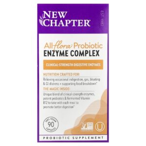 New Chapter - Complexo de Enzimas e Probióticos All Flora 90 Cápsulas Veganas