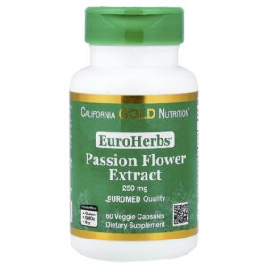 203.jpg California Gold Nutrition - EuroHerbs Extrato de Passiflora Qualidade Euromed 250 mg 60 Cápsulas Vegetais