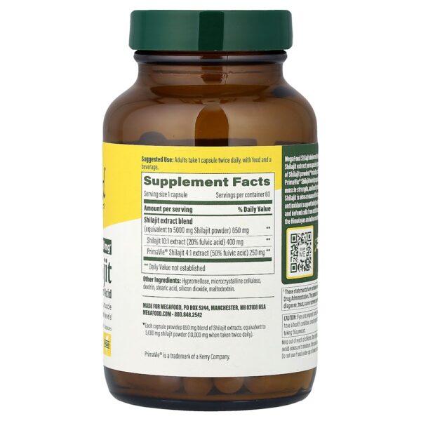 MegaFood - Shilajit com Ácido Fúlvico 60 Cápsulas