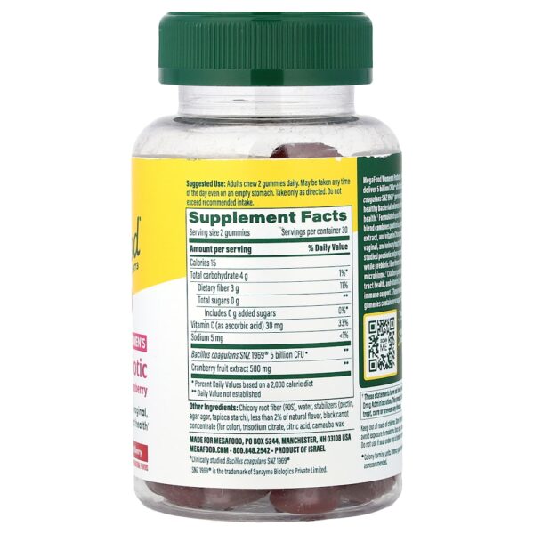 MegaFood - Probiótico + Prebiótico para Mulheres com Vitamina C e Gomas de Cranberry Frutos Silvestres Mistos 60 Gomas