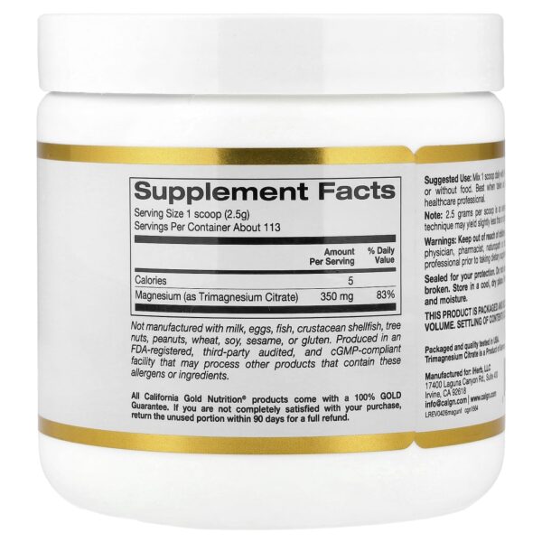 California Gold Nutrition - Bebida de Magnésio em Pó Sem Sabor 283 g