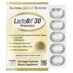 California Gold Nutrition - Probióticos LactoBif 30 30 Bilhões de UFCs 120 Cápsulas Vegetais