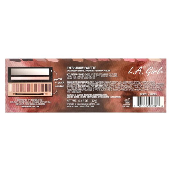 L.A. Girl - Beauty Brick Paleta de Sombras para os Olhos com 12 Cores GES331 Nudes 12 g