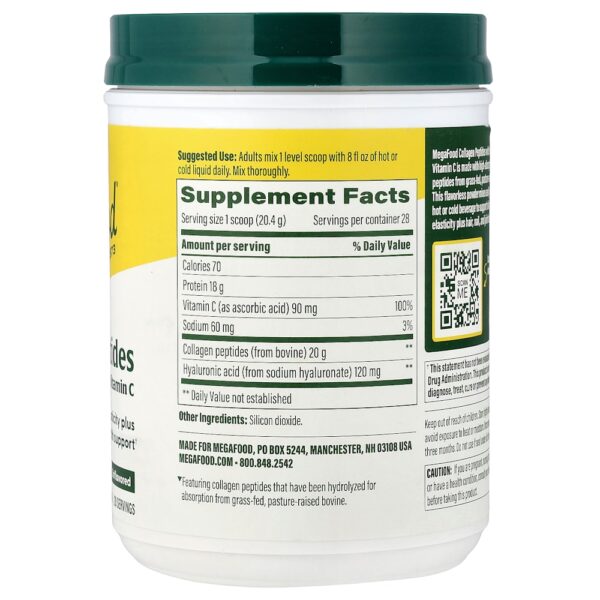 MegaFood - Peptídeos de Colágeno com Ácido Hialurônico e Vitamina C Sem Sabor 571,2 g
