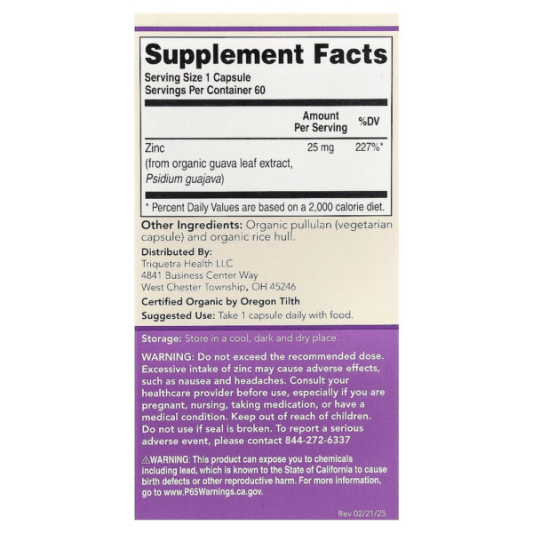 Triquetra Health - Zinco Vegetal 25 mg 60 Cápsulas