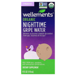 Wellements Água de Gripe Orgânica Noturna para Bebês 1+ Mês 118 ml