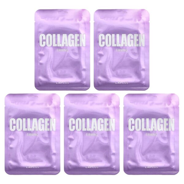 Lapcos - Conjunto de Máscaras de Beleza Firmadoras de Colágeno 5 Folhas 25 ml Cada
