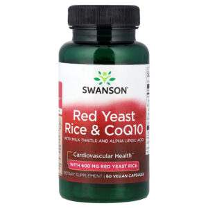 Swanson Vitamins - Levedura de Arroz Vermelho e CoQ10 com Cardo-Mariano e Ácido Tióctico 60 Cápsulas Veganas