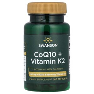 Swanson Vitamins - CoQ10 + Vitamina K2 60 Cápsulas Softgel
