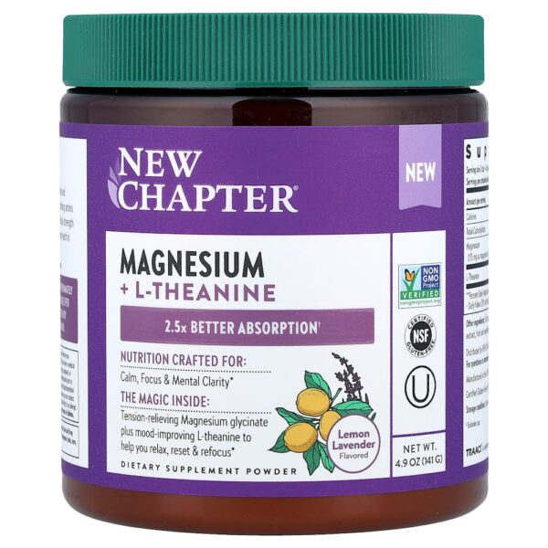 New Chapter - Magnésio + L-Theanine em Pó Lavanda e Limão 141 g