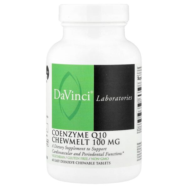 24-282.jpg DaVinci Laboratories - Coenzima Q10 Mastigável 100 mg 60 Comprimidos Mastigáveis Easy Dissolve