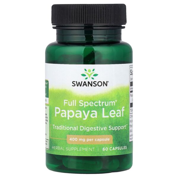 Swanson Vitamins - Folha de Mamão Full Spectrum 400 mg 60 Cápsulas