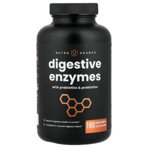 NutraChamps - Enzimas Digestivas com Prebióticos e Probióticos 180 Cápsulas Veganas
