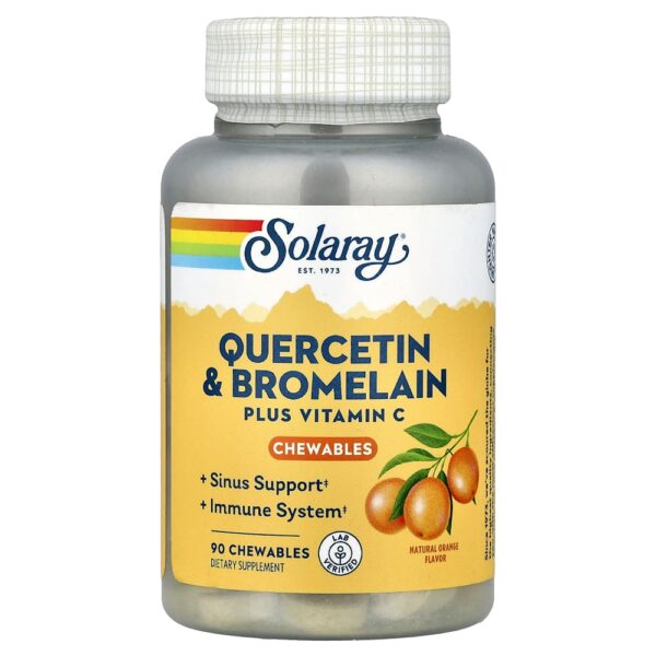 Solaray - Quercetina e Bromelaína além de Vitamina C Mastigáveis Laranja Natural 90 Mastigáveis