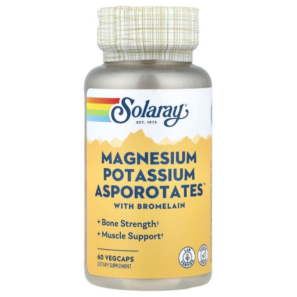 Solaray - Magnésio Potássio Asporotates com Bromelina 60 VegCaps
