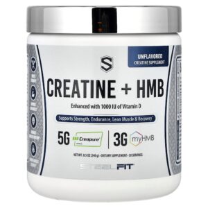 SteelFit USA - Creatina + HMB Sem Sabor 240 g