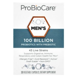 ProBioCare - Probióticos com Prebióticos para Homens 30 Cápsulas Vegetais
