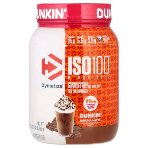Dymatize - ISO100 Hidrolisado 100% de Isolado de Whey Protein Mocha Dunkin' Latte 660 g